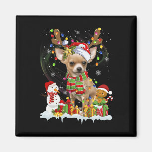 Imã Divirta-se Chihuahua natal Cachorro Noel Luzes