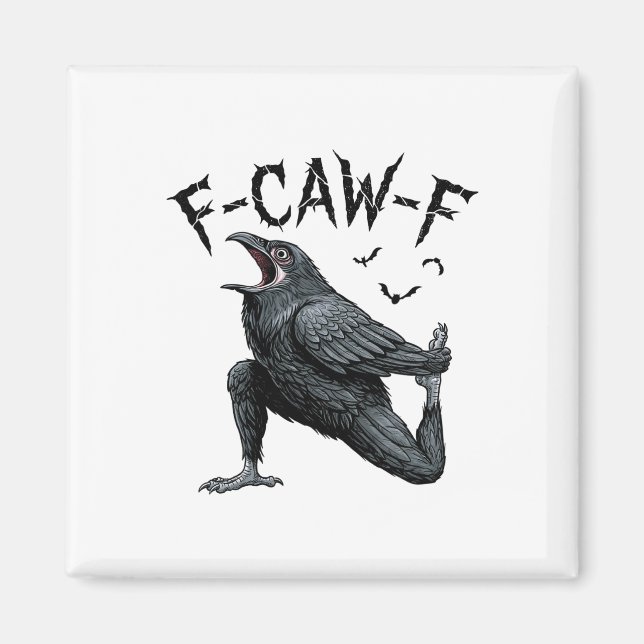 Imã Dizendo Meme F-caw-f Gótico Corvo Preto Fofinho Co (Frente)