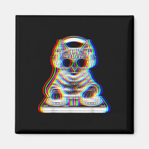 Imã Dj Cat Edm Música Engraçada Presente Para Gatos De