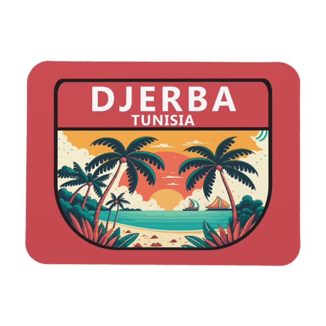 Ímã Djerba Tunísia Retro Emblem (Horizontal)
