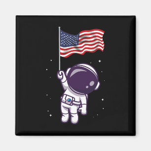 Imã Do Astronauta Americano Flag Funny Patrioti