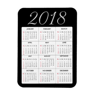Ímã do calendário do vermelho 2018