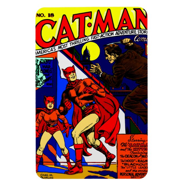 Ímã do Cat-Man Comics dos anos 40 (Vertical)