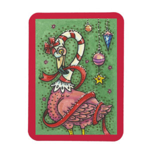 ÍMÃ DO NATAL DO FLAMINGO DO ROSA DO BASTÃO DE