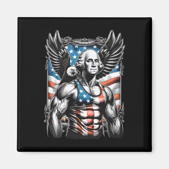 Imã Do Patriótico Funny George Washington 4 de julho (Frente)
