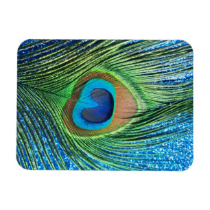 Ímã Do pavão da pena vida azul Glittery ainda
