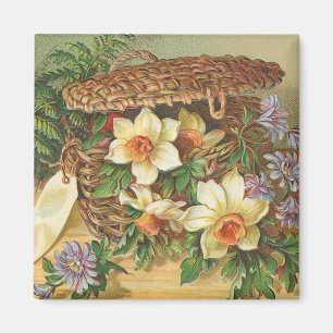 Imã Do "vintage da cesta da flor primavera"