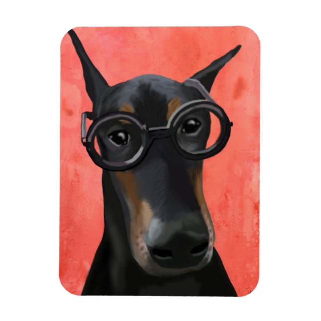 Ímã Doberman Com Óculos (Vertical)