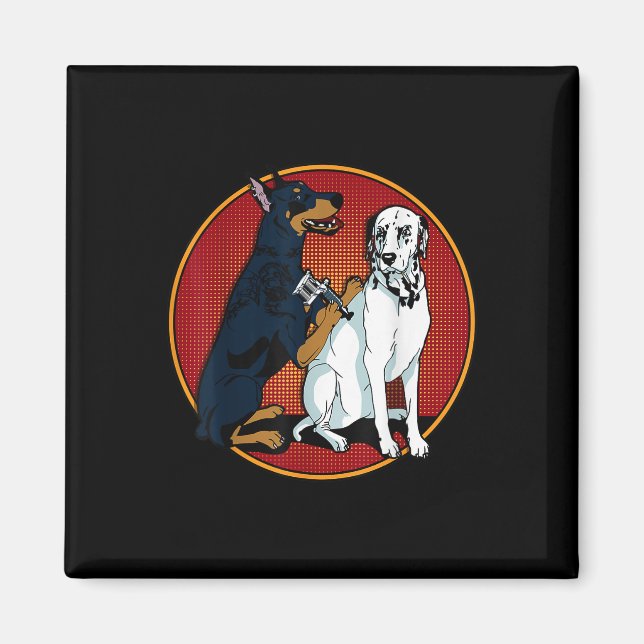 Imã Doberman, Moçável, Cujo Cão Dalmático Tatuando (Frente)