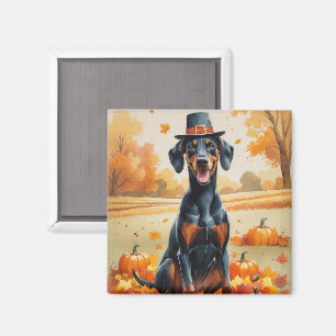 Imã Doberman no Outono Folhas de Ação de Graças Arte