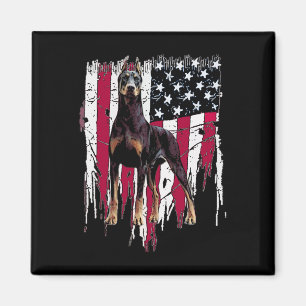 Imã Doberman Pinscher American Flag Usa Incrível