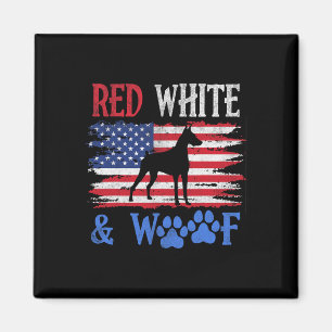 Imã Doberman Pinscher American Flag Usa Red White E