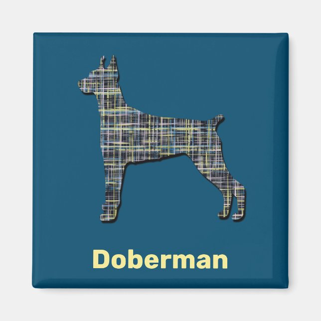 Imã Doberman Pinscher Cachorro Amarelo e Preto Linha d (Frente)