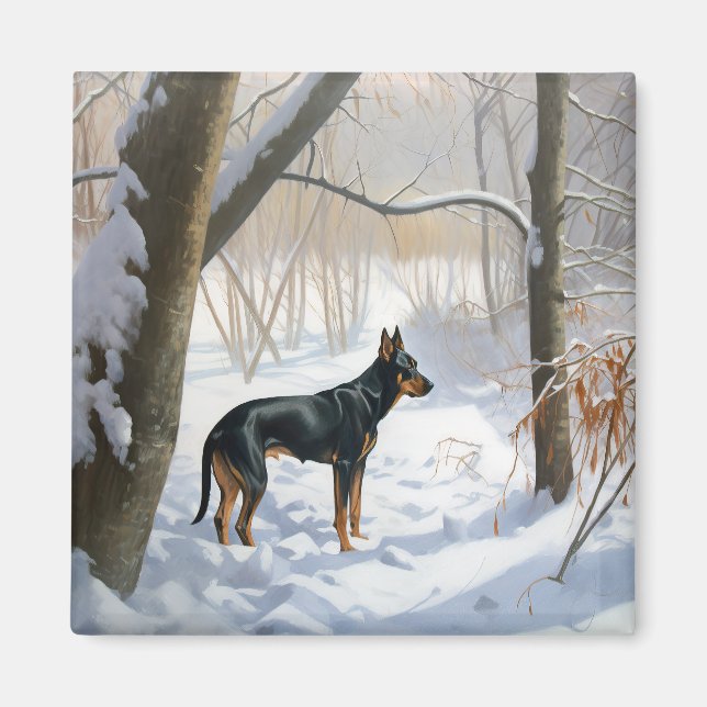 Imã Doberman Pinscher Deixe Nevar Natal (Frente)