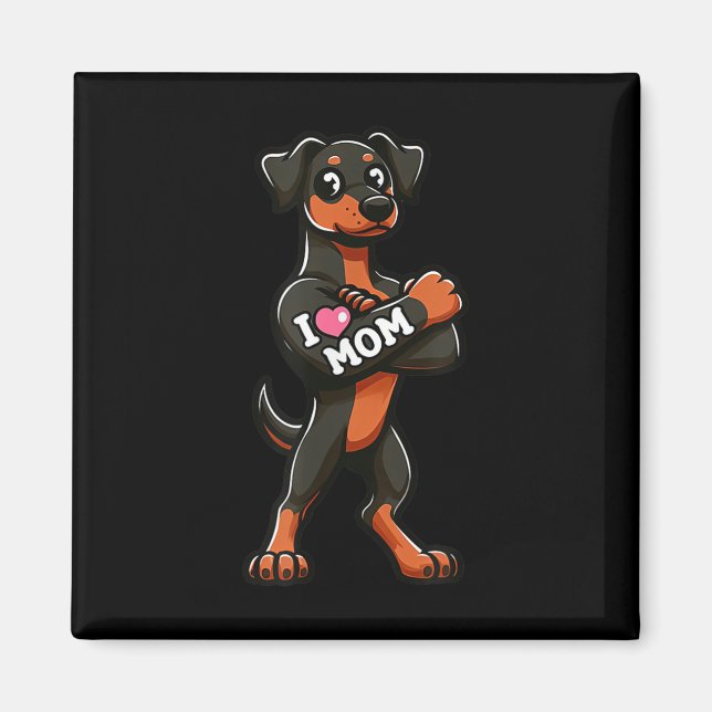 Imã Doberman Pinscher Eu Amo A Mãe Tatuagem De Cachorr (Frente)
