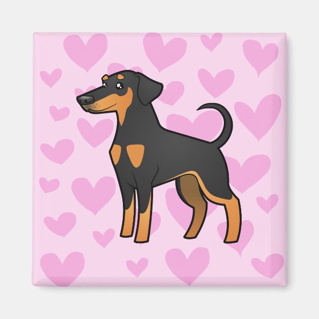 Imã Doberman Pinscher Love (orelhas de disquete) (Frente)