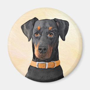 Imã Doberman Pinscher Pintura Original Descortada