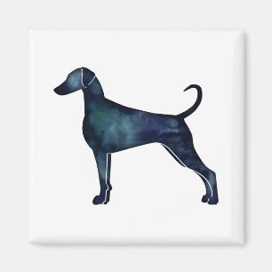 Imã Doberman Pinscher Watercolor Silhouette Blk