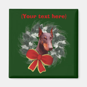 Imã Doberman Wreath Christmas Magnet