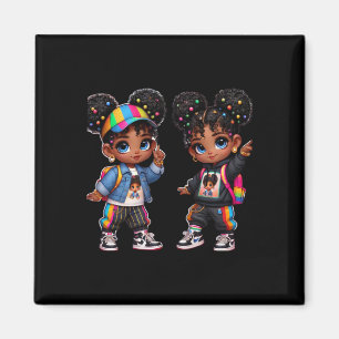 Imã Dobre O Adesivo De Arte De Gêmeos Negros Negros E