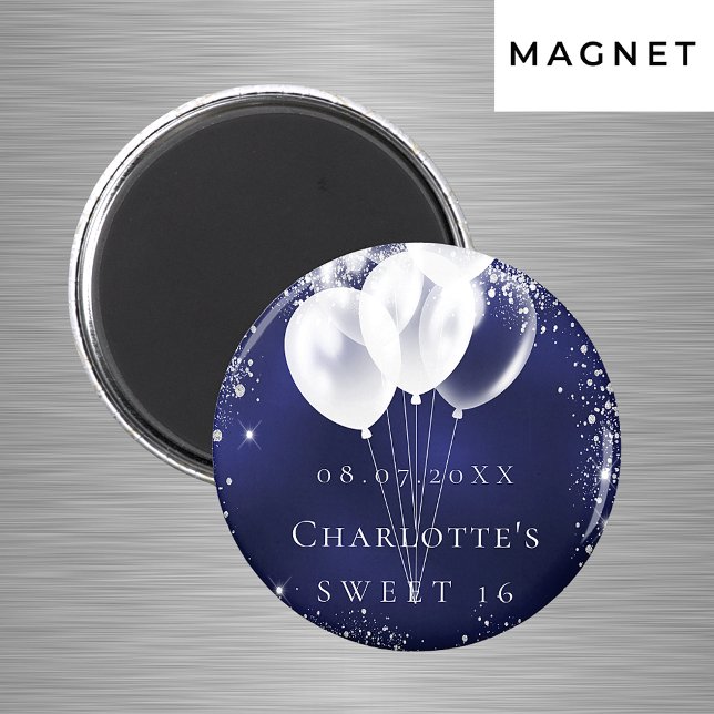 Imã Doce 16 balões azuis marinho prateados salvam a da (Criador carregado)