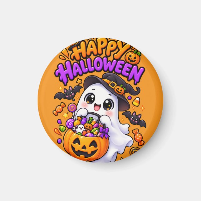 Imã Doce Fantasma de Halloween Abóbora Doce (Frente)