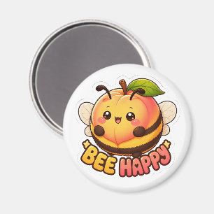 Imã Doce Kawaii Abelha Pêssego Feliz Piada Divertida