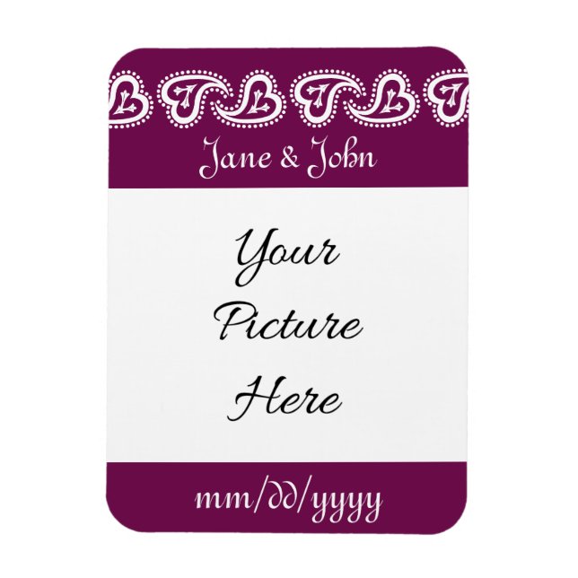 Ímã Doce Paisley Hearts in Wine Save the Date Magnet (Vertical)