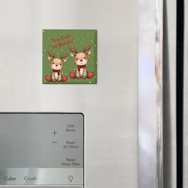 Imã Doce Par de Rena na Nevasca de Férias (In Situ (Fridge))