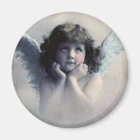 Doce Rosy Cheeked Vintage Angel em Nuvens