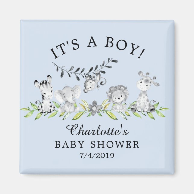 Imã Doce Safari Animais Chá de fraldas Favorece Magnet (Frente)