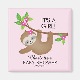Imã Doce Sloth Girls Chá de fraldas Favor Magnet