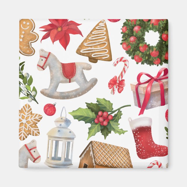 Imã Doces de Natal Bonitos do Pai Natal Personalizados (Frente)