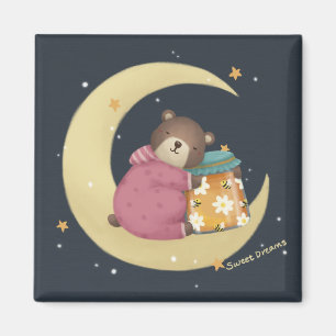 Imã Doces sonhos: Ilustração de Urso e Mel