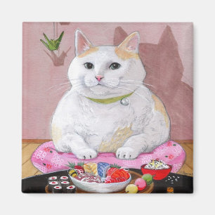 Imã Docinho do Sashimi do gato do sushi
