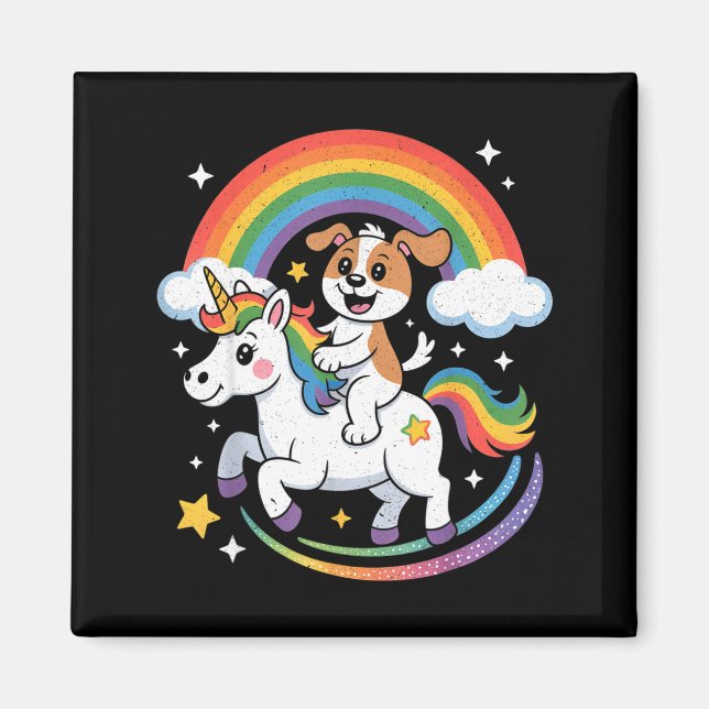 Imã Dog And Unicorn Space Galaxy Rainbow Dogs  (Frente)