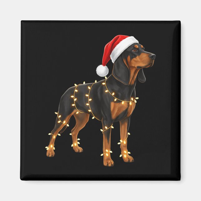 Imã Dog Dachshund Wrapped In Christmas Lights - Holida (Frente)