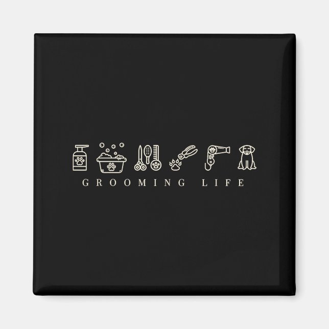 Imã Dog Grooming Dog Groomer Life Work Pet Groomer Ico (Frente)