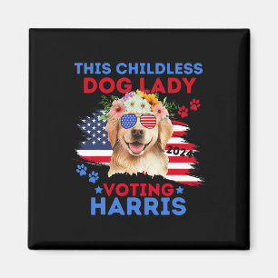 Imã Dog Lady Vote Kamala Harris 2024 Retriever Ouro
