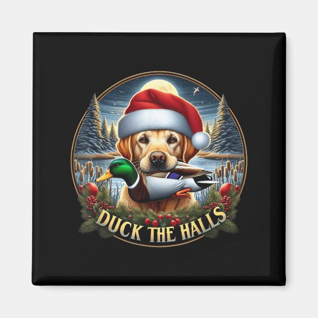 Imã Dog Santa Duck Hunting Christmas Funny Adventure A (Frente)