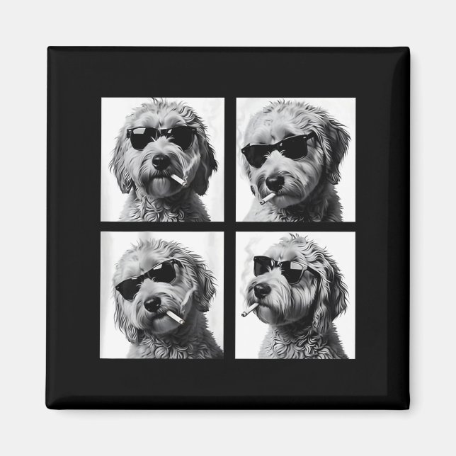 Imã Dog Smoking Cigarette Funny Goldendoodle Photoboot (Frente)