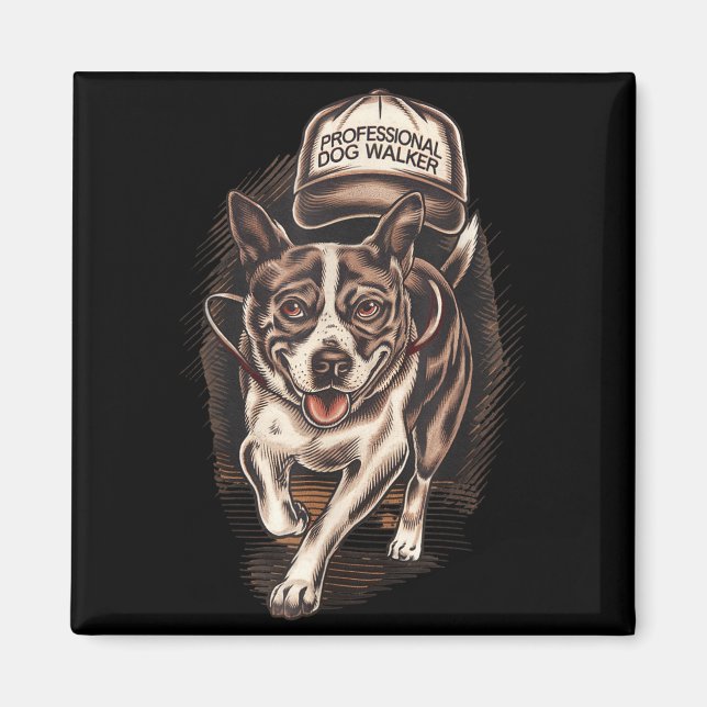 Imã Dog Waking Professional Dog Walker Hat Graphic  (Frente)