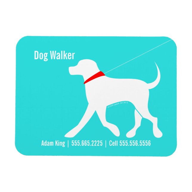 Ímã Dog Walker Pet Business Lab Moderno Costeiro (Horizontal)