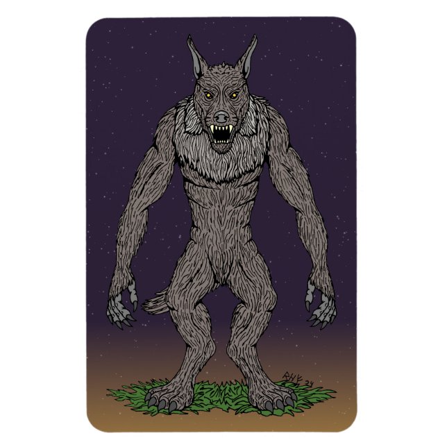 Ímã Dogman Cryptid ou Werewolf (Vertical)