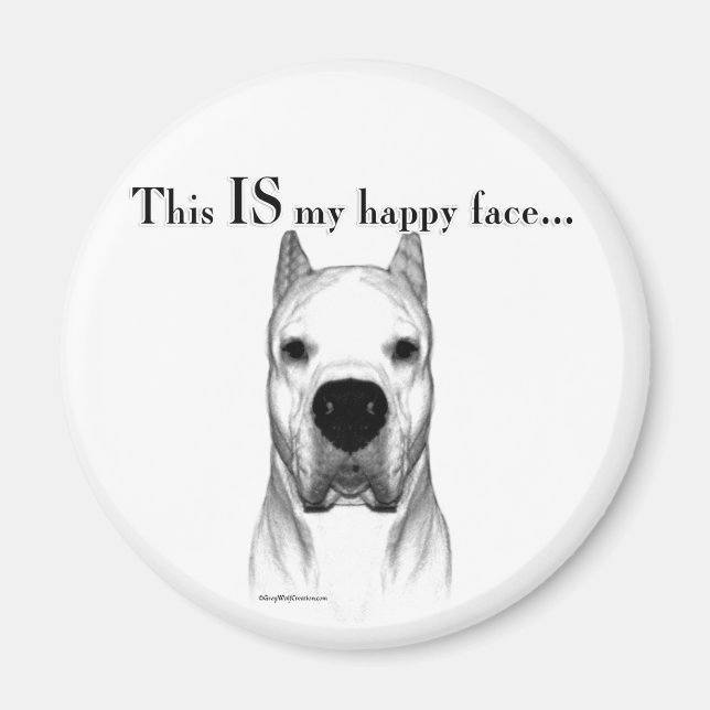 Imã Dogo Argentino Happy Face (Frente)