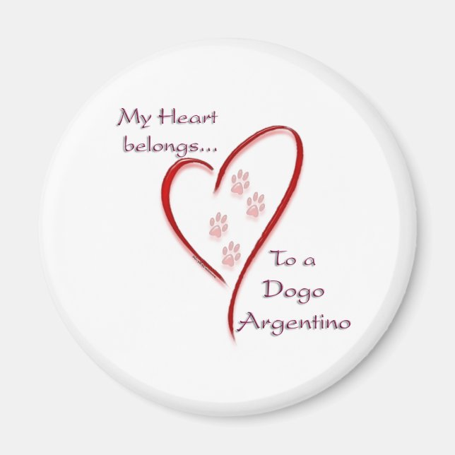 Imã Dogo Argentino Heart Pertence (Frente)