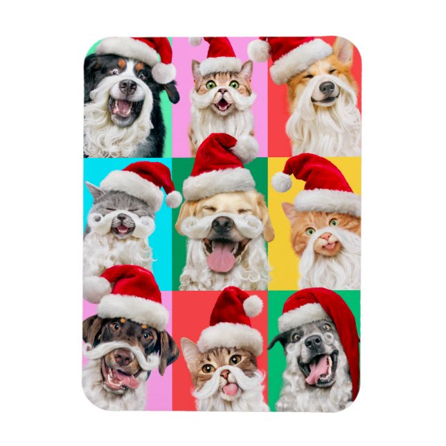Ímã Dogs and Cats with Santa Beard (Vertical)