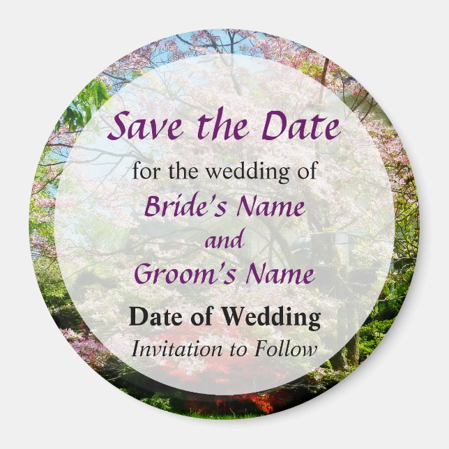 Imã Dogwood Flor Rosa Salve a Data (Frente)