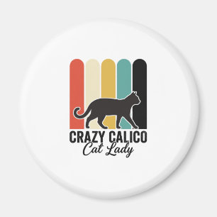 Imã Doida Senhora do Gato Calico Vintage Retro Design