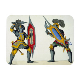 Ímã Dois cavaleiros que lutam, placa 'de uma história